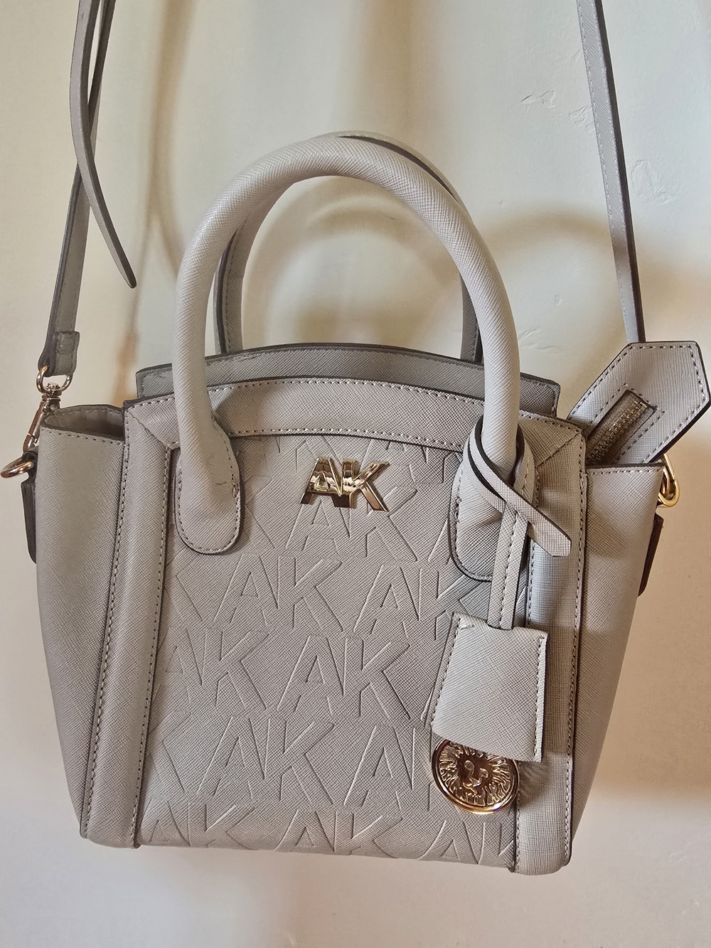 Anne Klein Tan Logo-Embossed Satchel